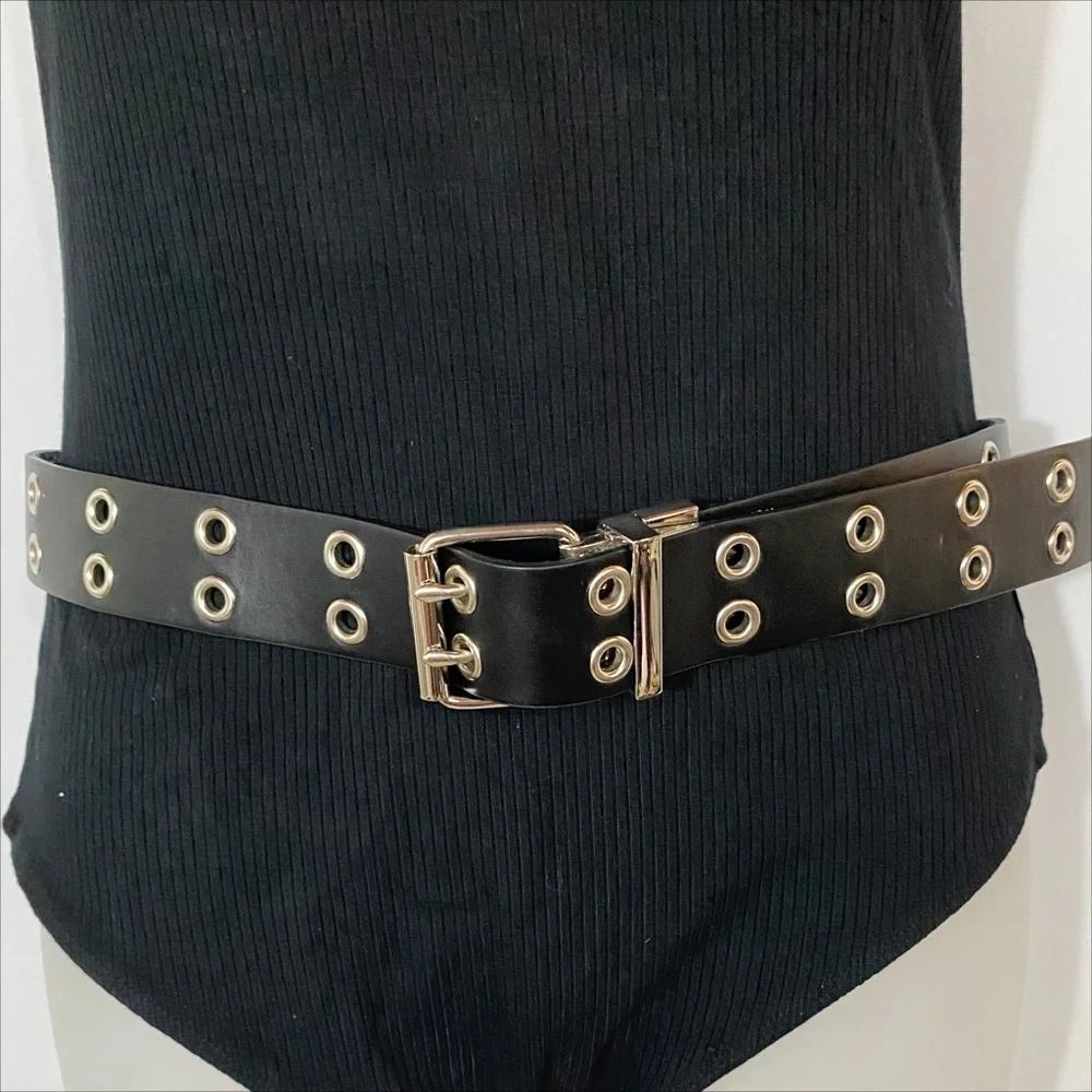 Reversible Belt | Black/Iridescent Silver - Glam Rocker Punk Edgy Chic